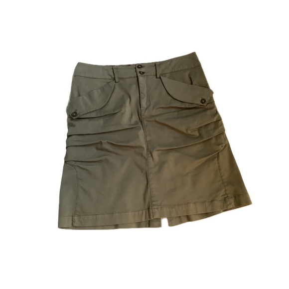Noa Noa slouchy ruching army green high waist knee length skirt. size medium. - Picture 1 of 5